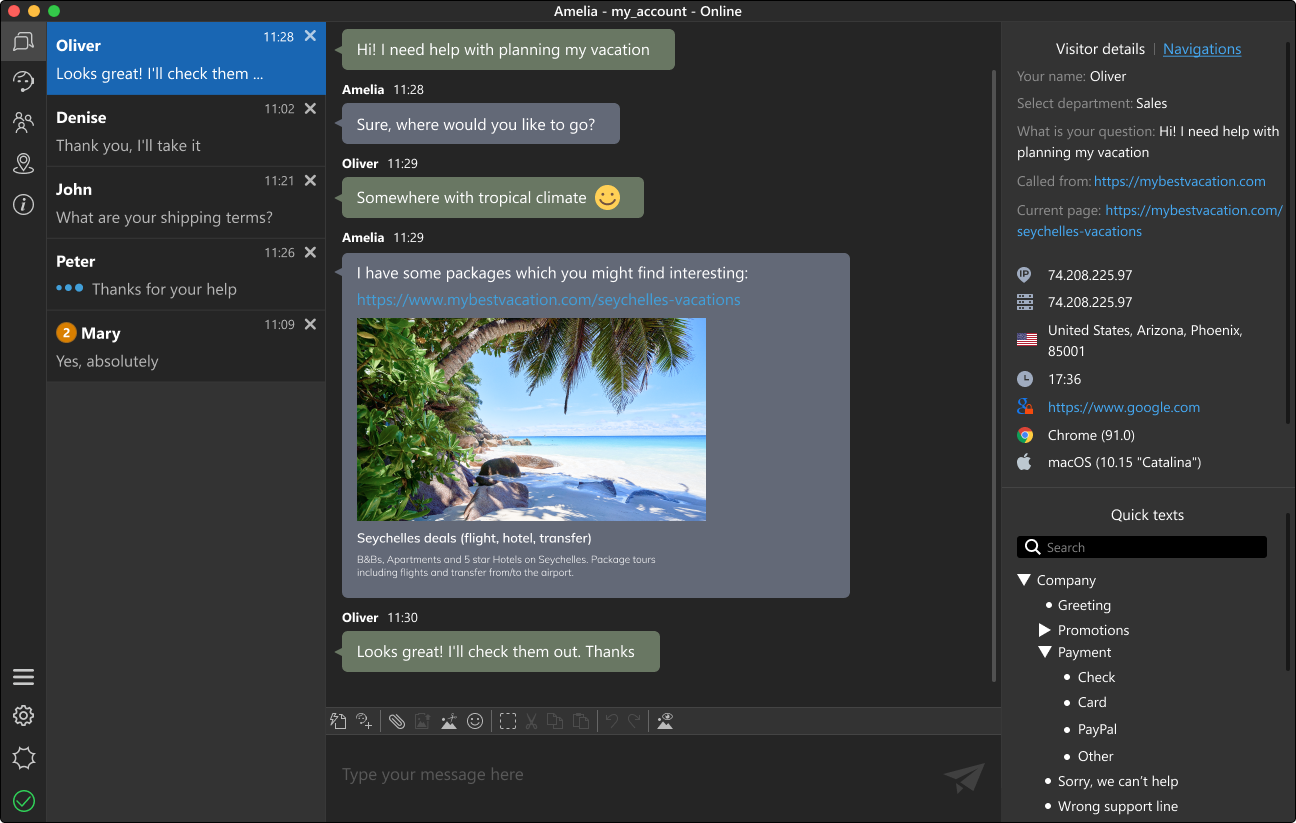 Utilisez l'app d'agent native pour Mac OS pour gérer vos chats App d'agent de chat native pour Mac OS