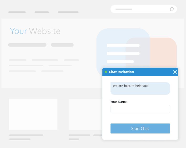 Invitation au chat sur une maquette de site Web